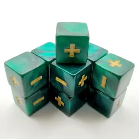 Modifier dice: 12 green marbled dice