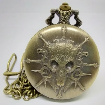 Metal pocket dice case with polyhedral mini-kit: mystic helm - gold in a black suedecloth pouch