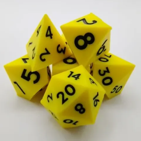 Silicone dice - yellow with black numbers