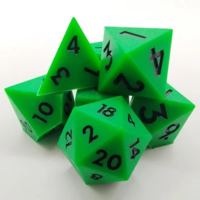 Silicone dice - green with black numbers
