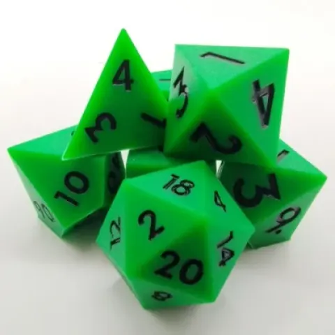 Silicone dice - green with black numbers
