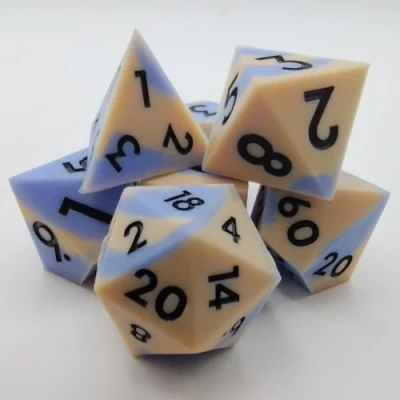 Silicone dice - light blue and beige with black numbers