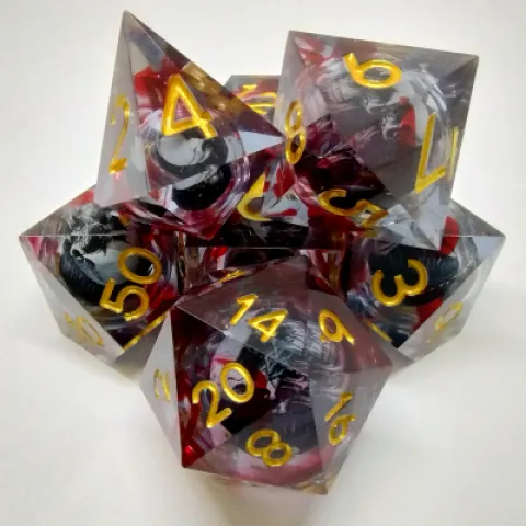 Bloodied Death's Head Dice in a bottle with screw-cap