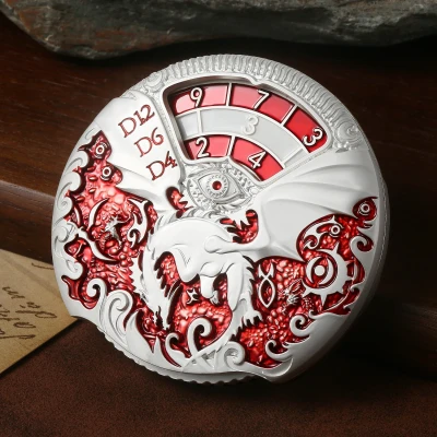 Dice spinner deluxe - silver with red in a box