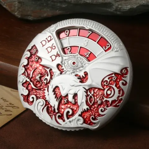 Dice spinner deluxe - silver with red in a box