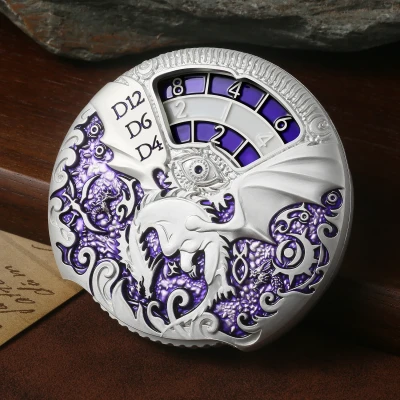 Dice spinner deluxe - silver with purple in a box