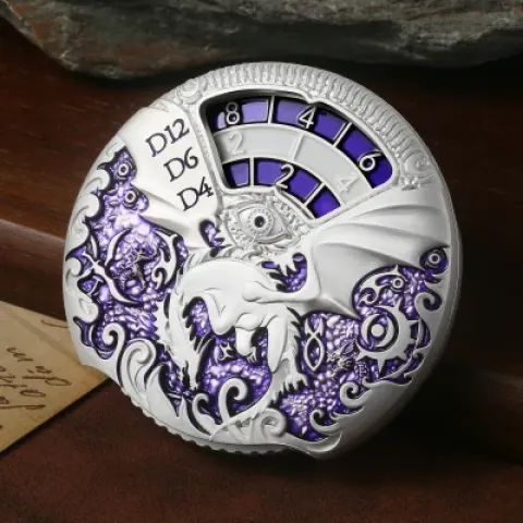 Dice spinner deluxe - silver with purple in a box
