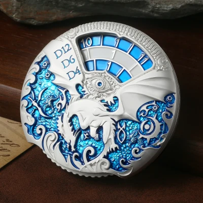 Dice spinner deluxe - silver with blue in a box