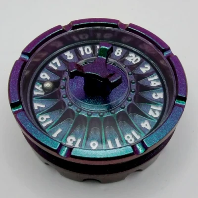 d20 Roulette Spinner - photochromatic purple / green