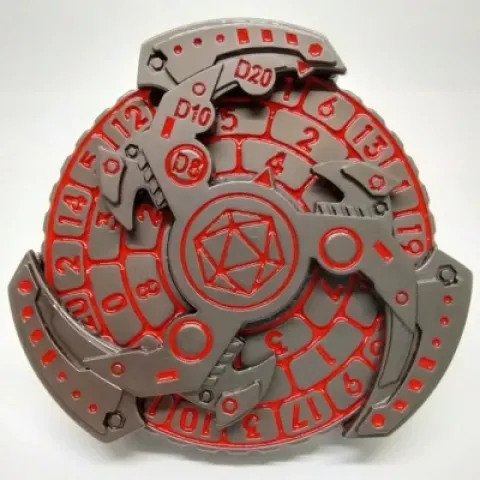 Dice spinner: Mecha Triskelion - steel with red in a box