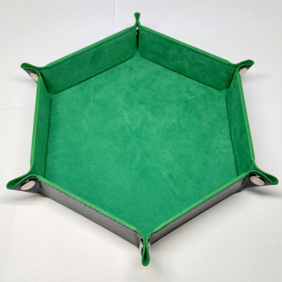 Portable hexagonal dice tray - green
