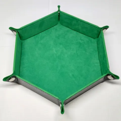 Portable hexagonal dice tray - green