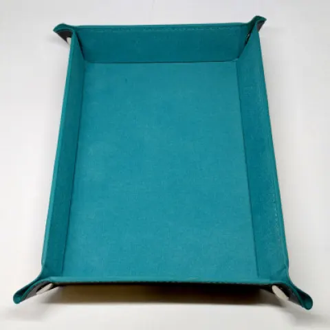 Portable rectangular dice tray - teal