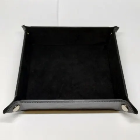 Portable square dice tray - black