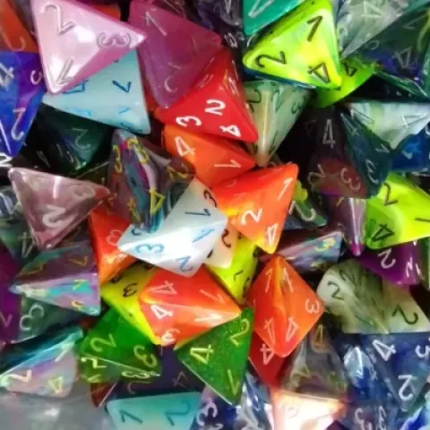 Bulk dice: 100 assorted d4's