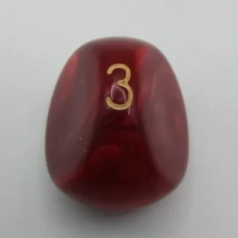Three-sided die - red pearl
