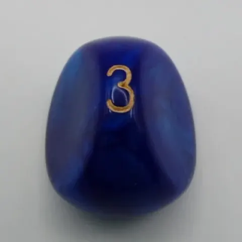Three-sided die - blue pearl