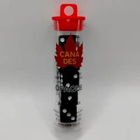 Tube of 5 six-sided dice - 16mm - black with white pips
