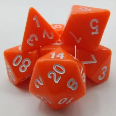 Polyhedral dice kit - opaque - orange with white numbers