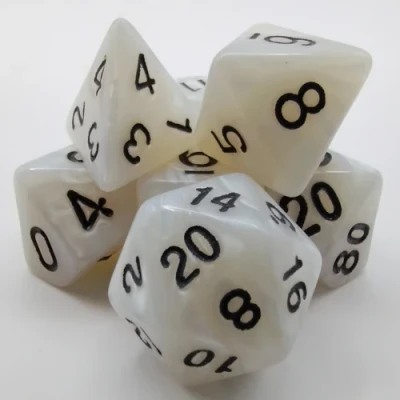 Polyhedral dice kit - pearlized - pearl with black numbers