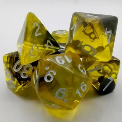 Polyhedral dice kit - lumina - yellow and black with white numbers