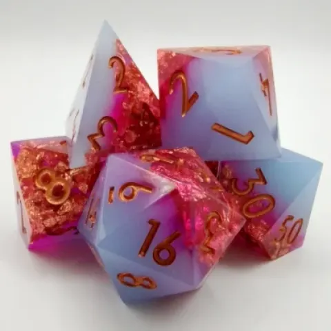 Alchemical Ore - pink / blue with copper numbers in a plastic bottle with screw-cap