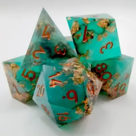 Alchemical Ore - green / black with copper numbers in a plastic bottle with screw-cap