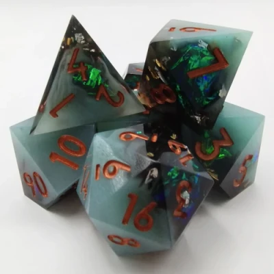 Alchemical Ore - jade with copper numbers in a plastic bottle with screw-cap