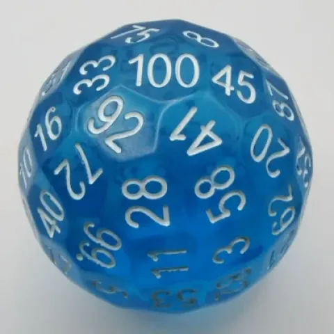 100-sided die: translucent orange