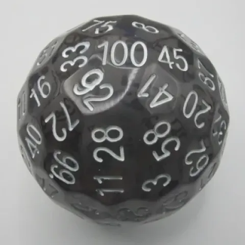 100-sided die: translucent black