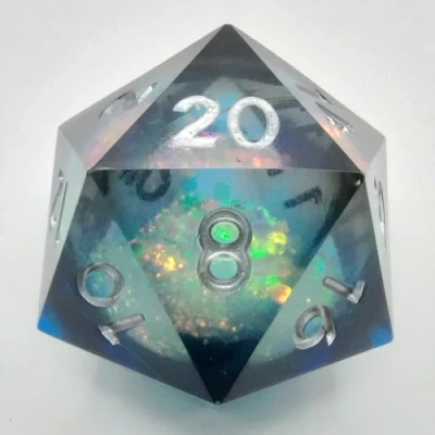 Large d20 (35mm): Maelstrom of Dreams - black & blue