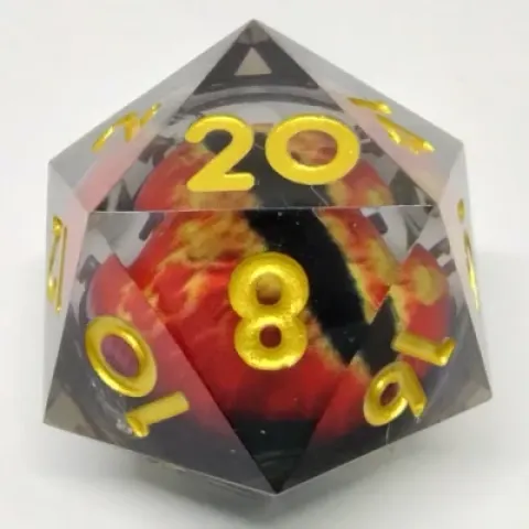 Large d20 (33mm): Red Dragon Eye