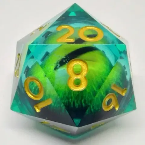 Large d20 (33mm): Emerald Dragon Eye