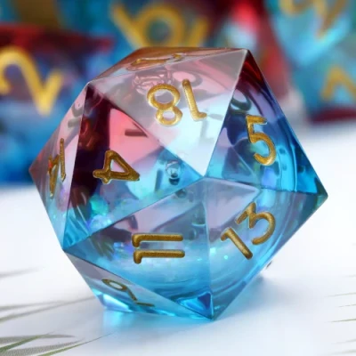 Large d20 (33mm): Maelstrom of Dreams - blue & red