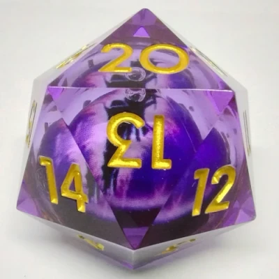 Large Spindown d20 (33mm): Purple Dragon Eye