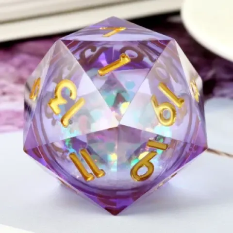 Large d20 (33mm): Maelstrom of Dreams - purple & gold