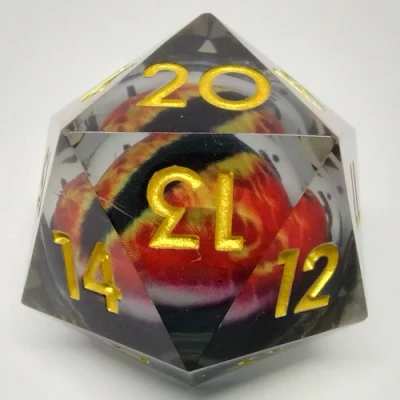 Large Spindown d20 (33mm): Red Dragon Eye