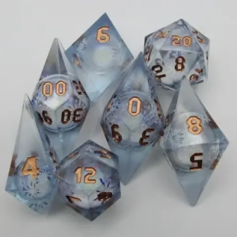 Enchanted crystals: liquid core shards with black suedecloth pouch