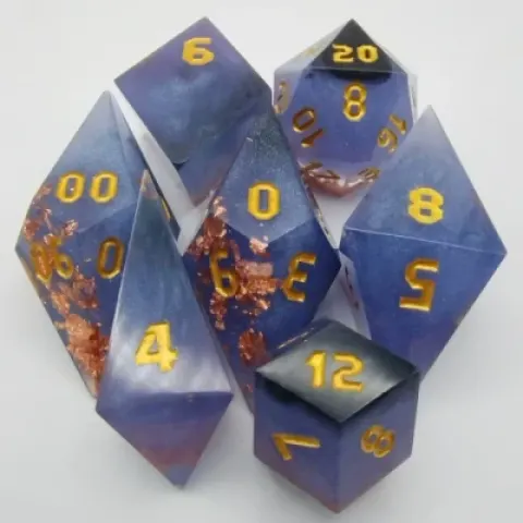 Enchanted crystals: purple and copper shards with black suedecloth pouch