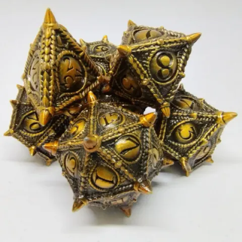 Eldritch Eye ancient bronze dice kit in black suedecloth bag