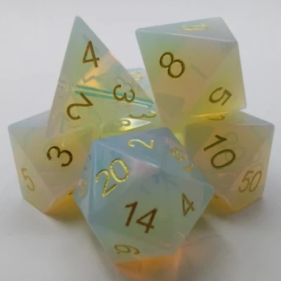 Semi-precious gems: opalite in a black metal box